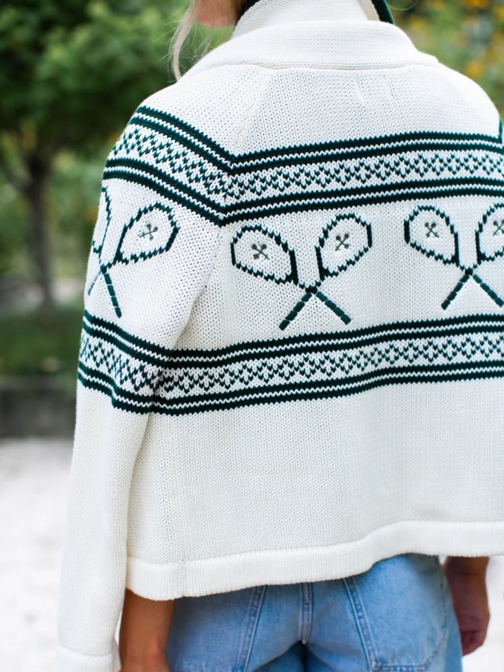 NEW Marea by Liz Joy Tennis Intarsia Shawl Cardigan. S. NWT - Picture 5 of 12